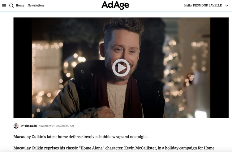 screenshot from a news website AdAge