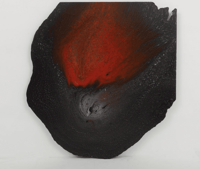 herd of sheep on road painting