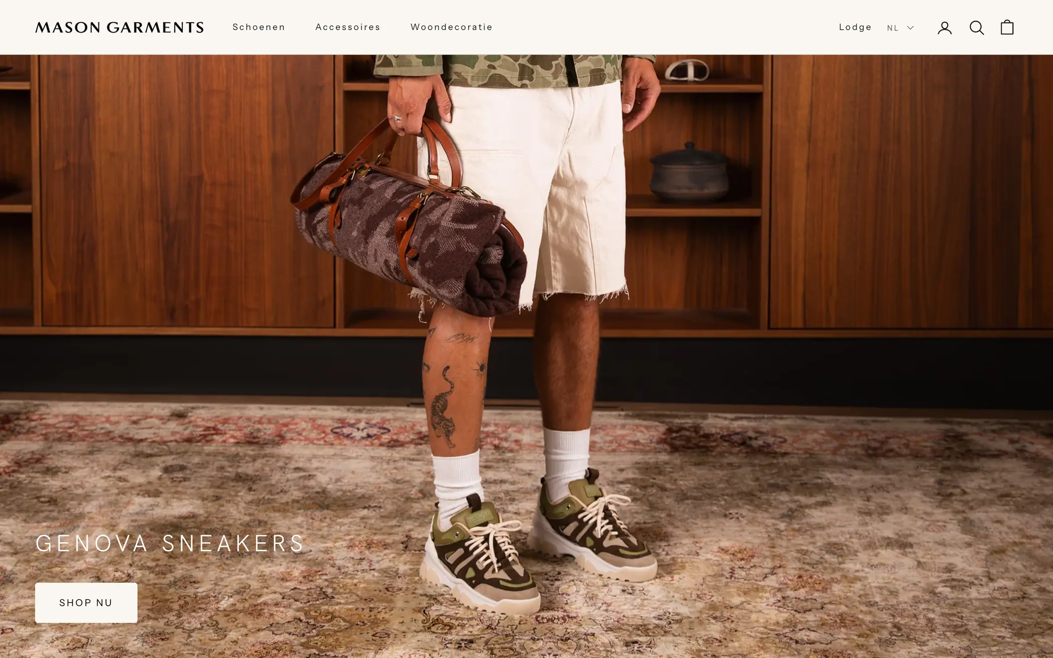 Mason Garments homepage on desktop
