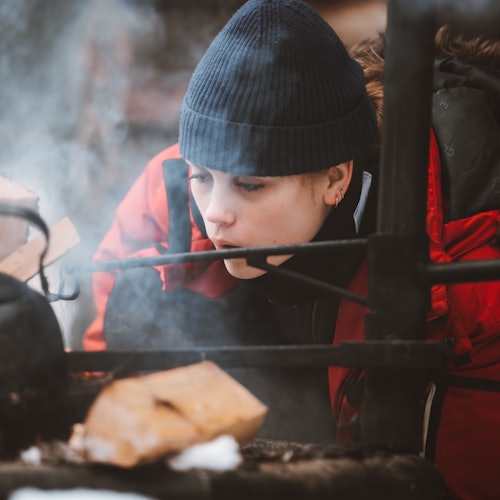 Around the open fire...