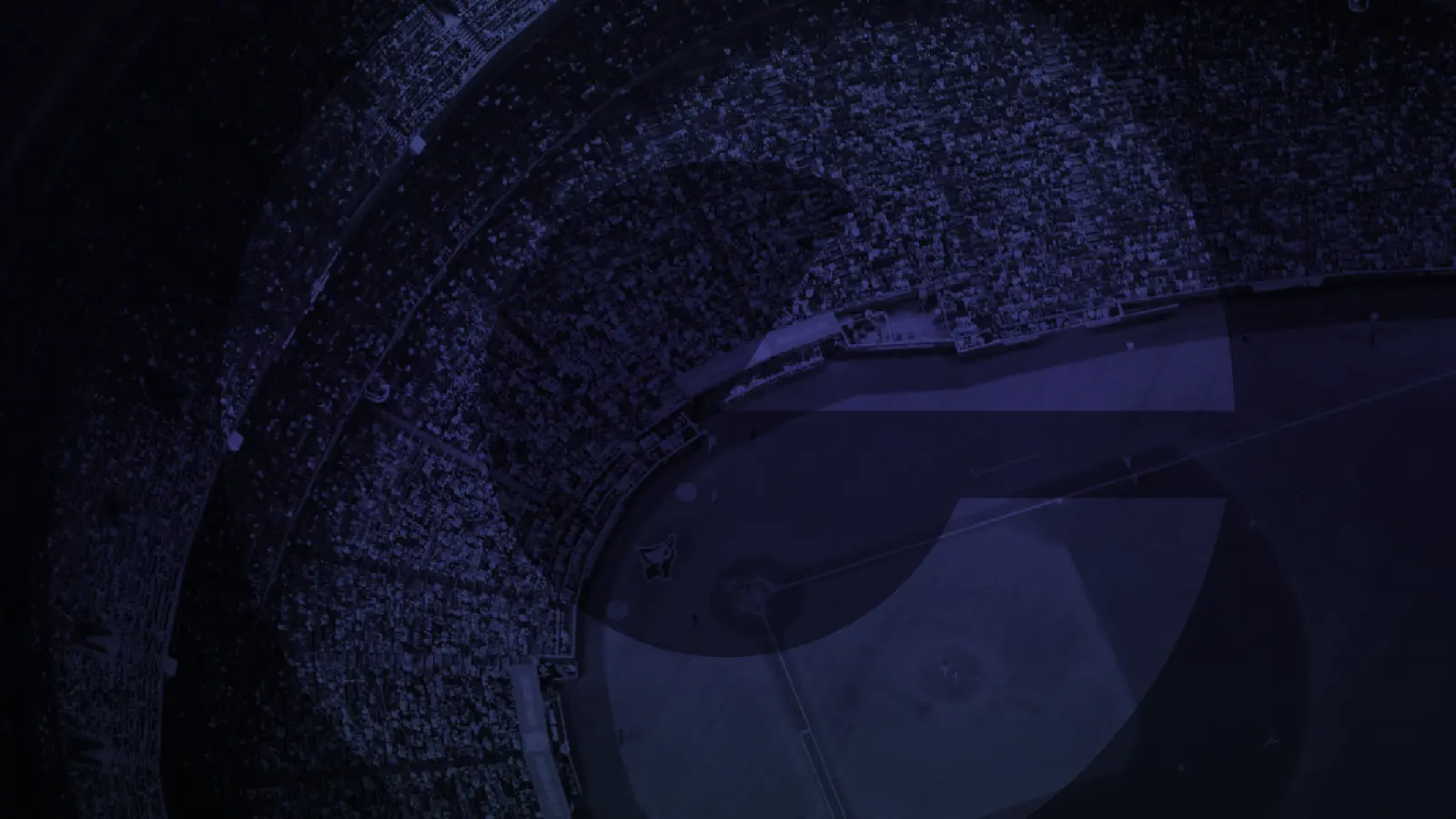 Aerial view of baseball stadium with the Raven logo overlayed on top with subtle transparency