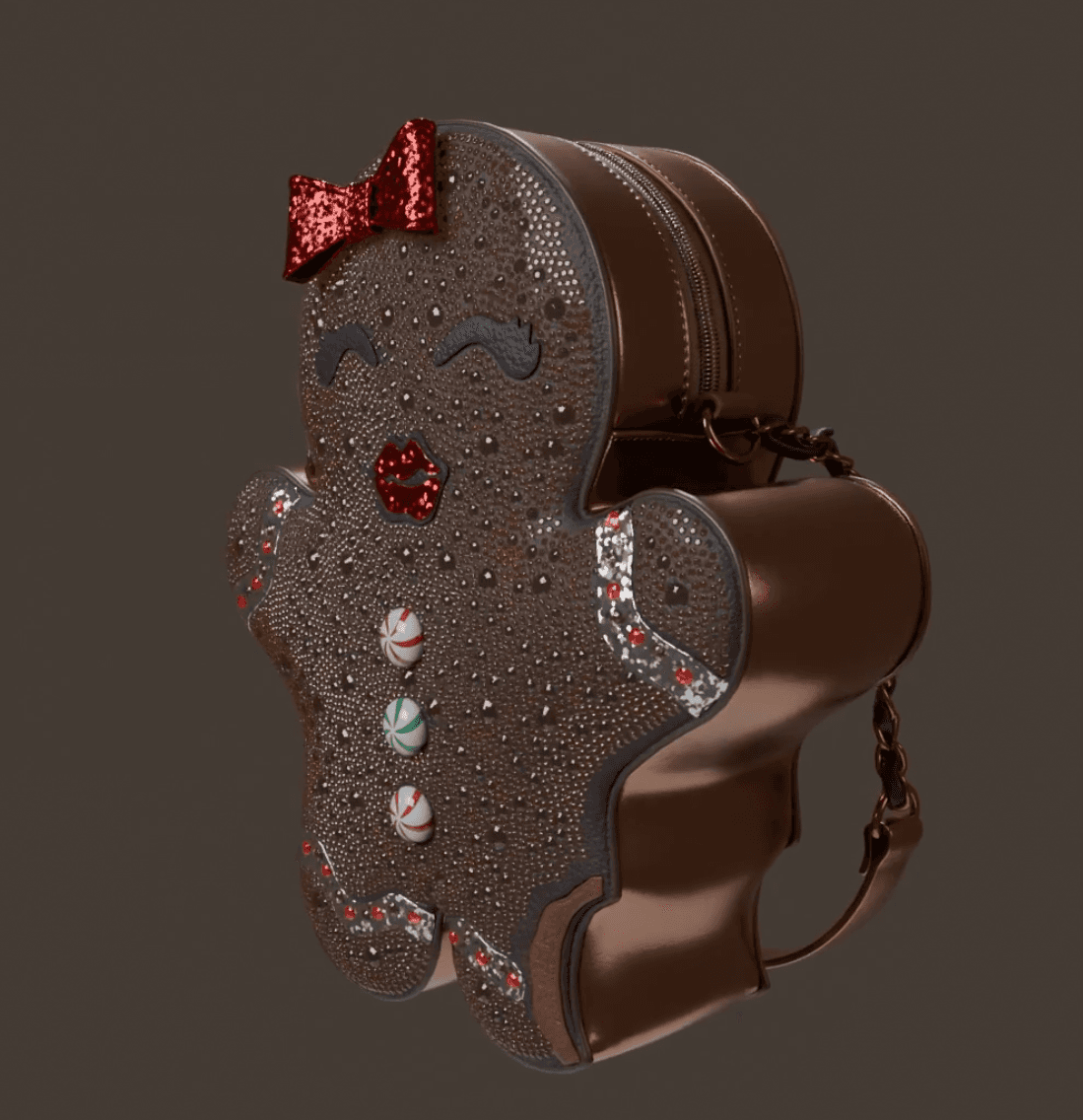 A gingerbread person-shaped handbag