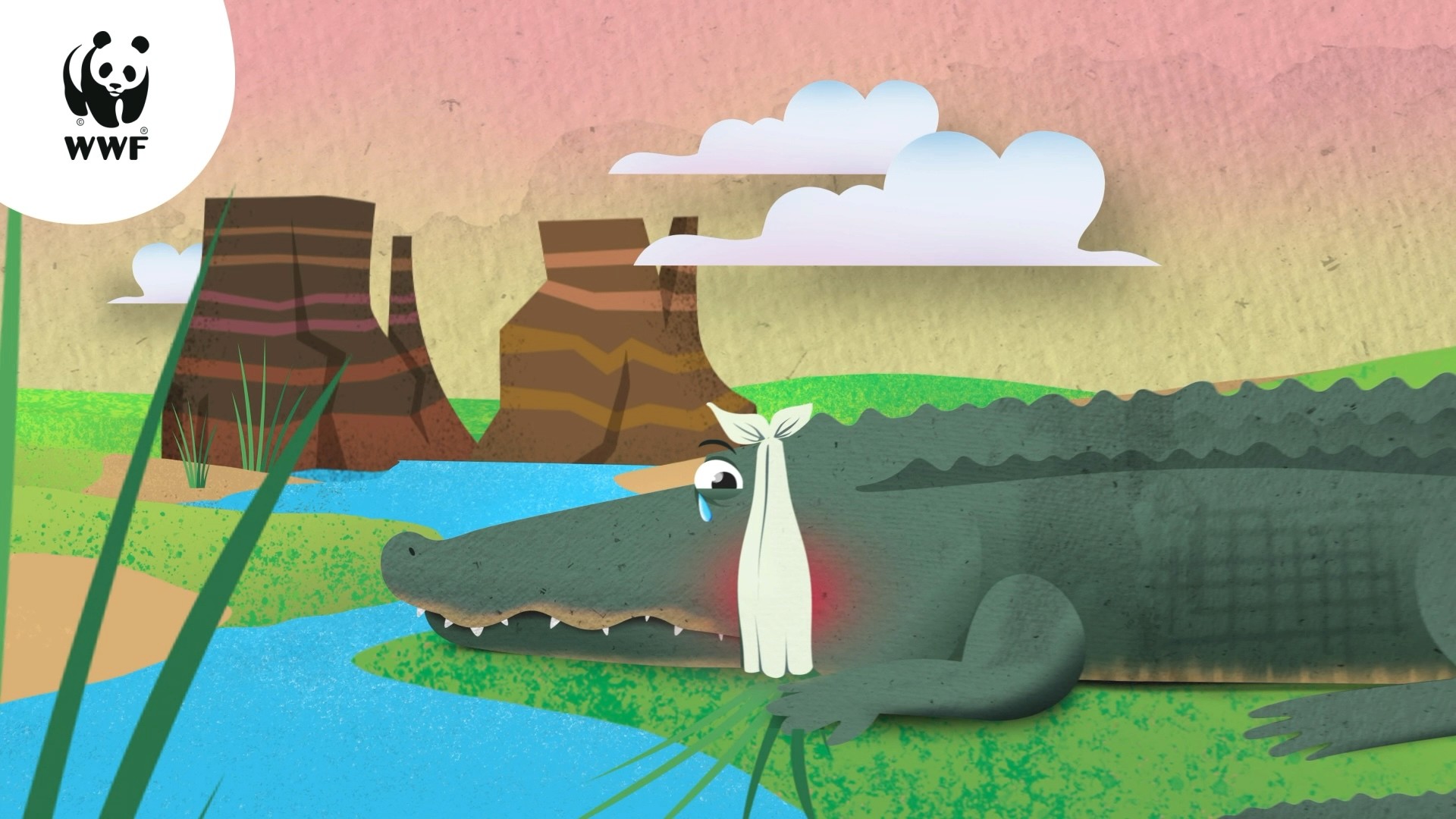 wwf rangers club crocodile with toothache illustration animation commercial