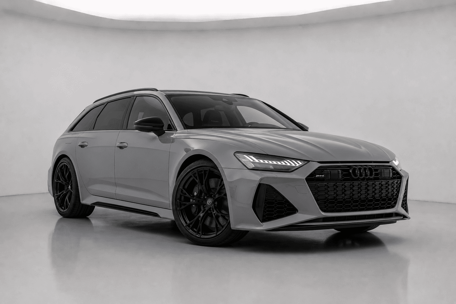 Audi RS6 Avant, grey, black wheels