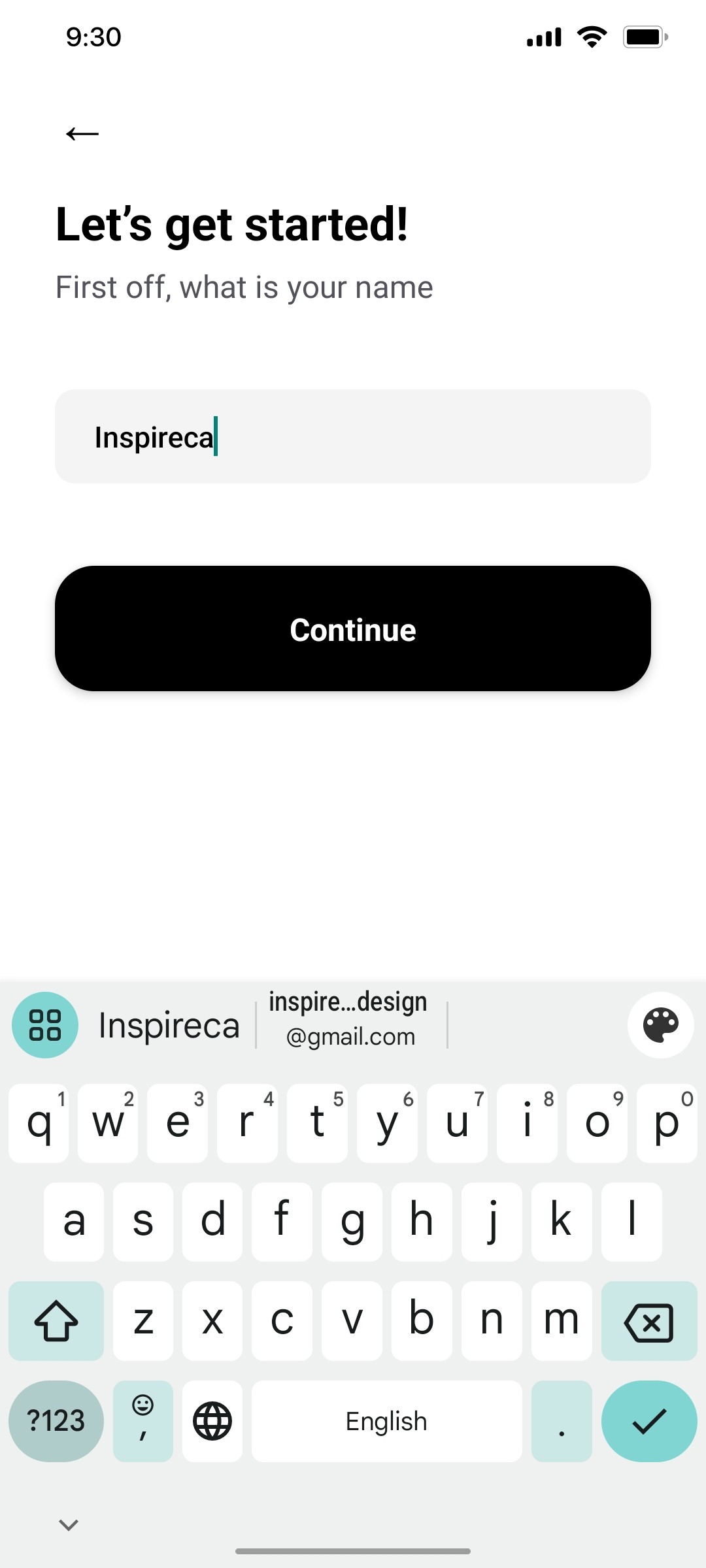 Popl Enter your name Screen