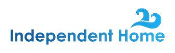 Independent Home logo, a gradient of blue and navy with a wave pattern over the word "home"