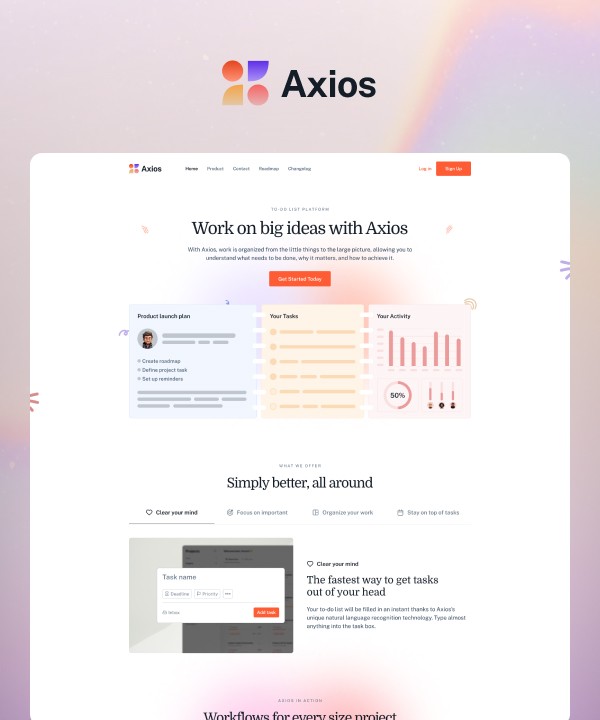 task management productivity framer template free web