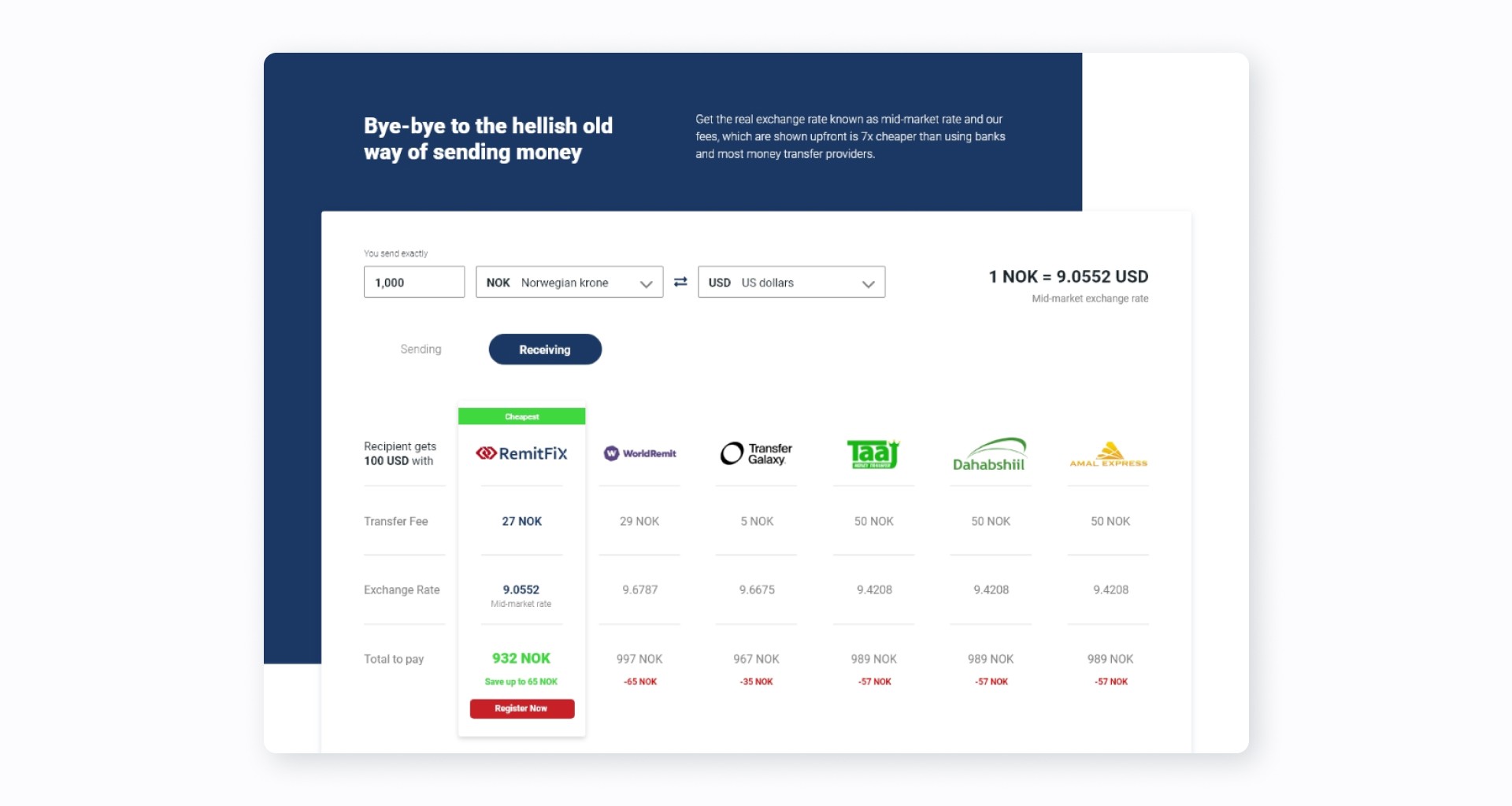 Comparison table website section