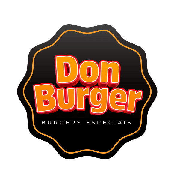 Logotipo da Don Burger com selo preto e tipografia destacada, representando hamburgueria especializada em burgers artesanais.