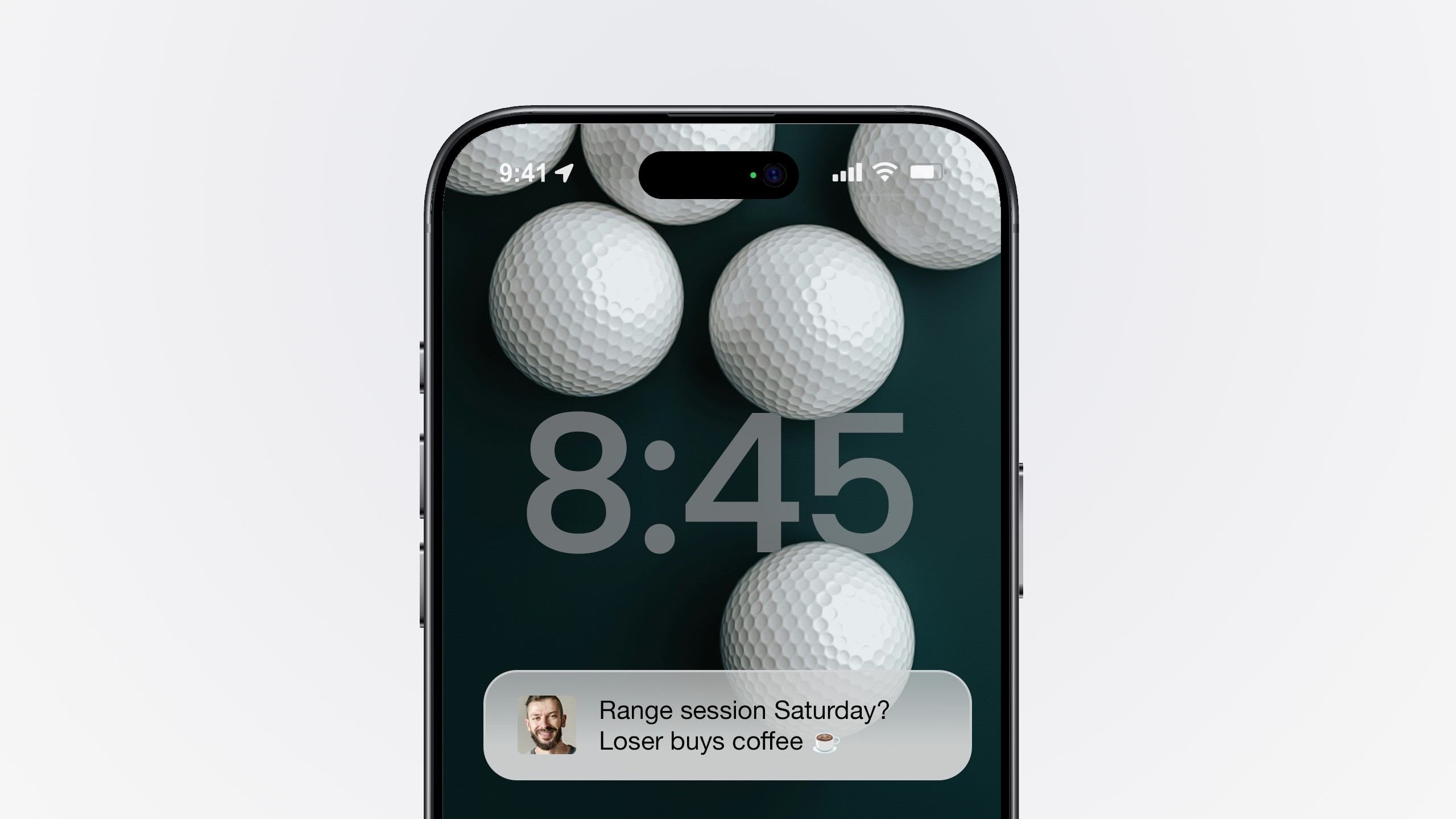 Phone lock screen with golf ball art