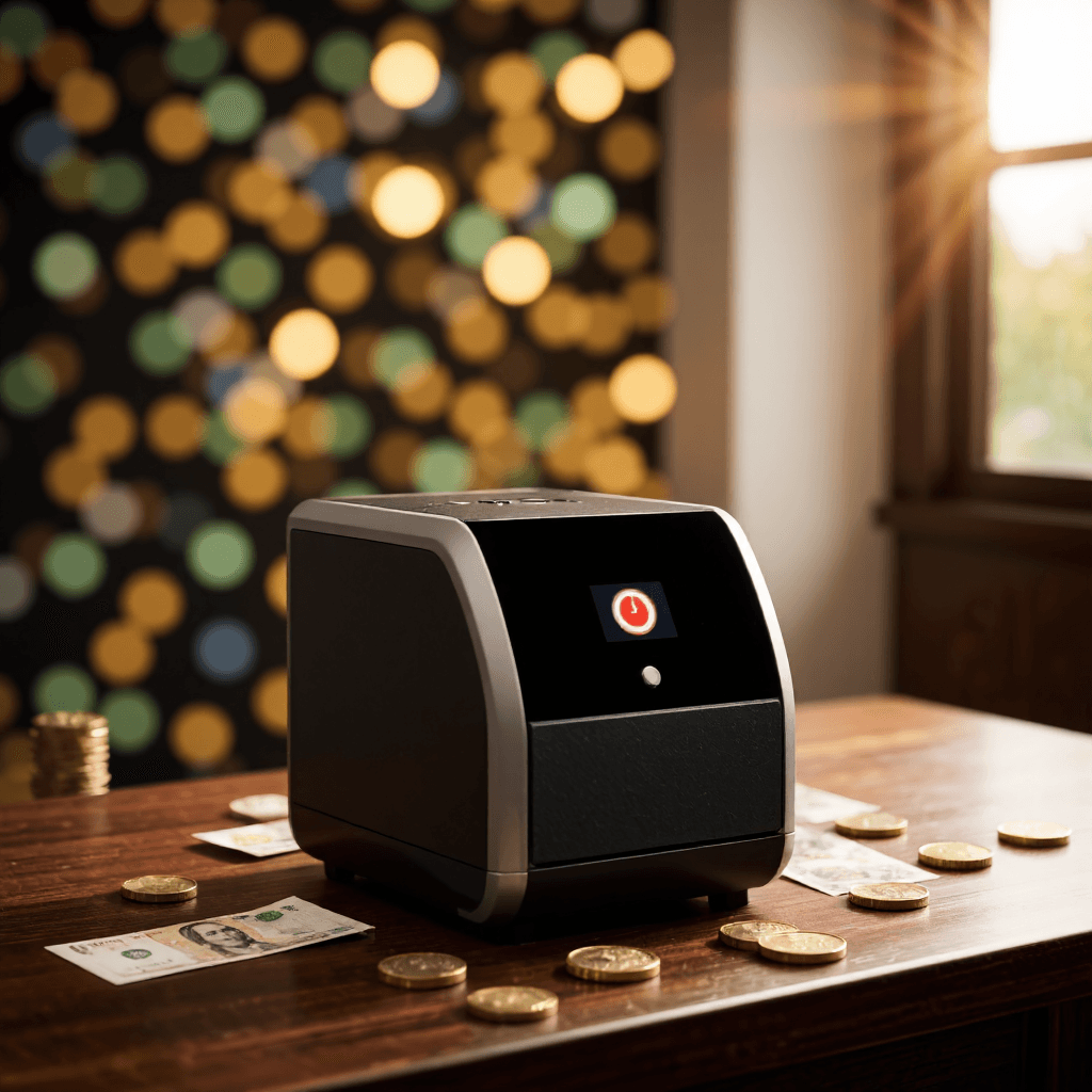 product photography of a money detector machine