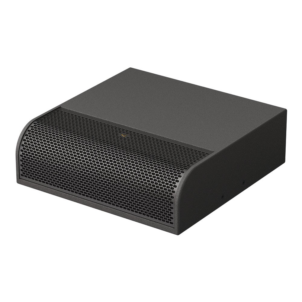 Black rectangular speaker with metal grille