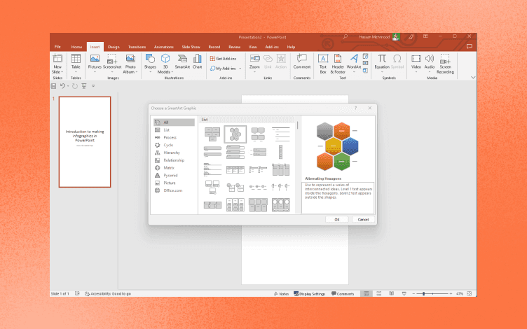 Adding visual elements in powerpoint