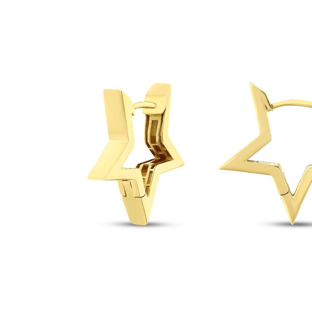 Assos Pırlanta 14 Ayar Yıldız Formlu Şık Altın Tasarım Küpe