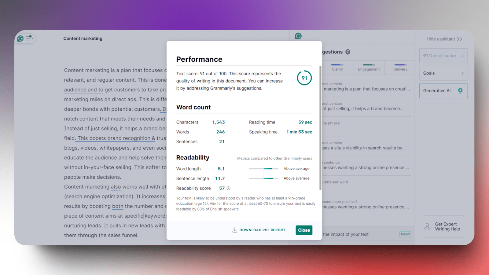 GravityWrite - Content Score