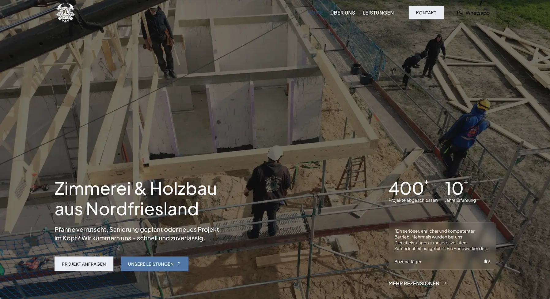 Website von Holzbau & Zimmerei Patrick Levsen