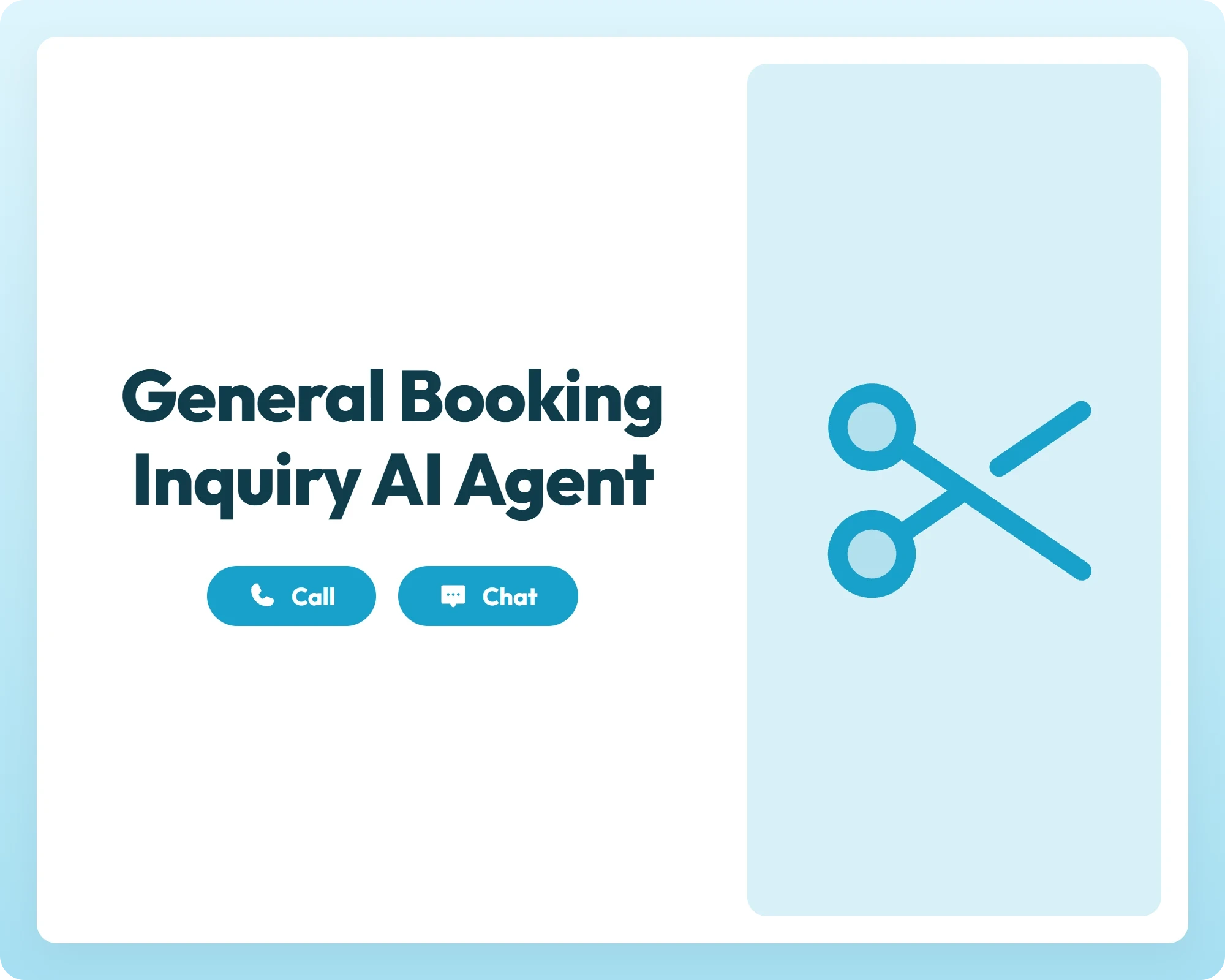 ai booking agent offers call and chat support with a calendar icon for easy scheduling