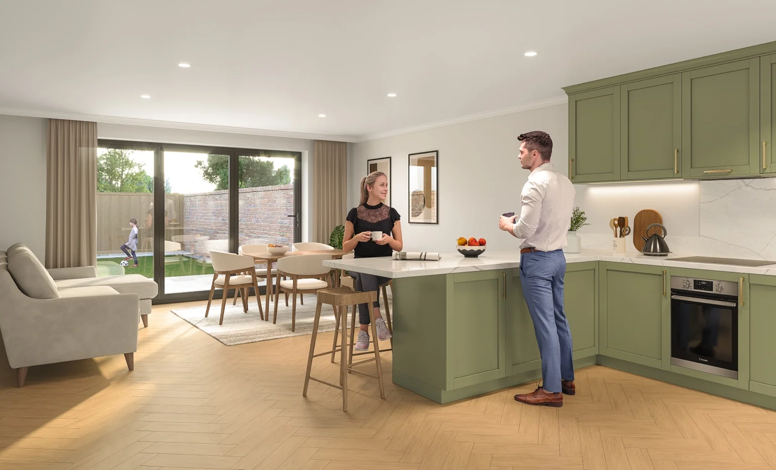 Open-plan kitchen and dining area in a Kearby Homes property
