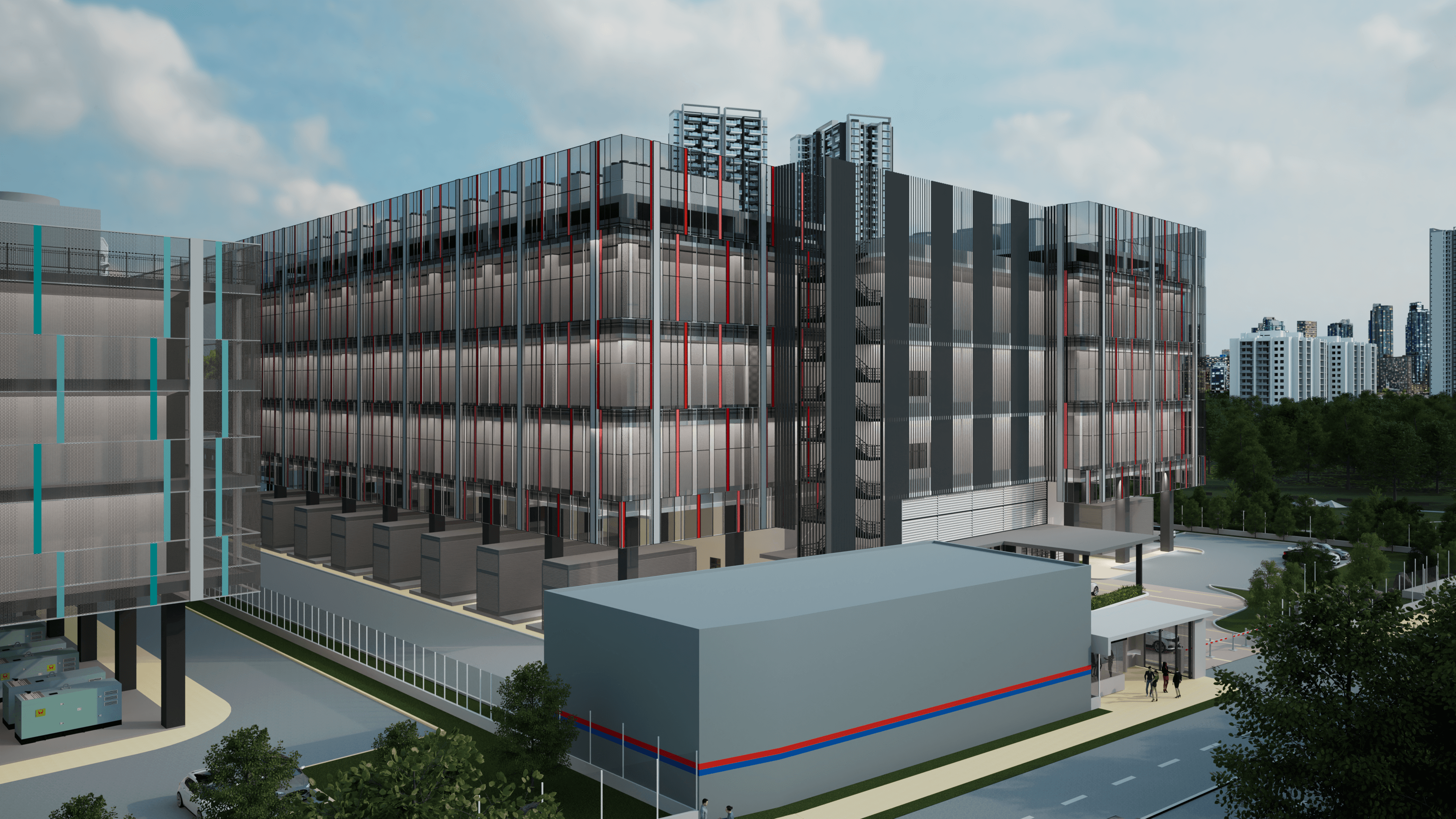 Exterior view of EX1 & EX2 Data Centre project by Asima Architects