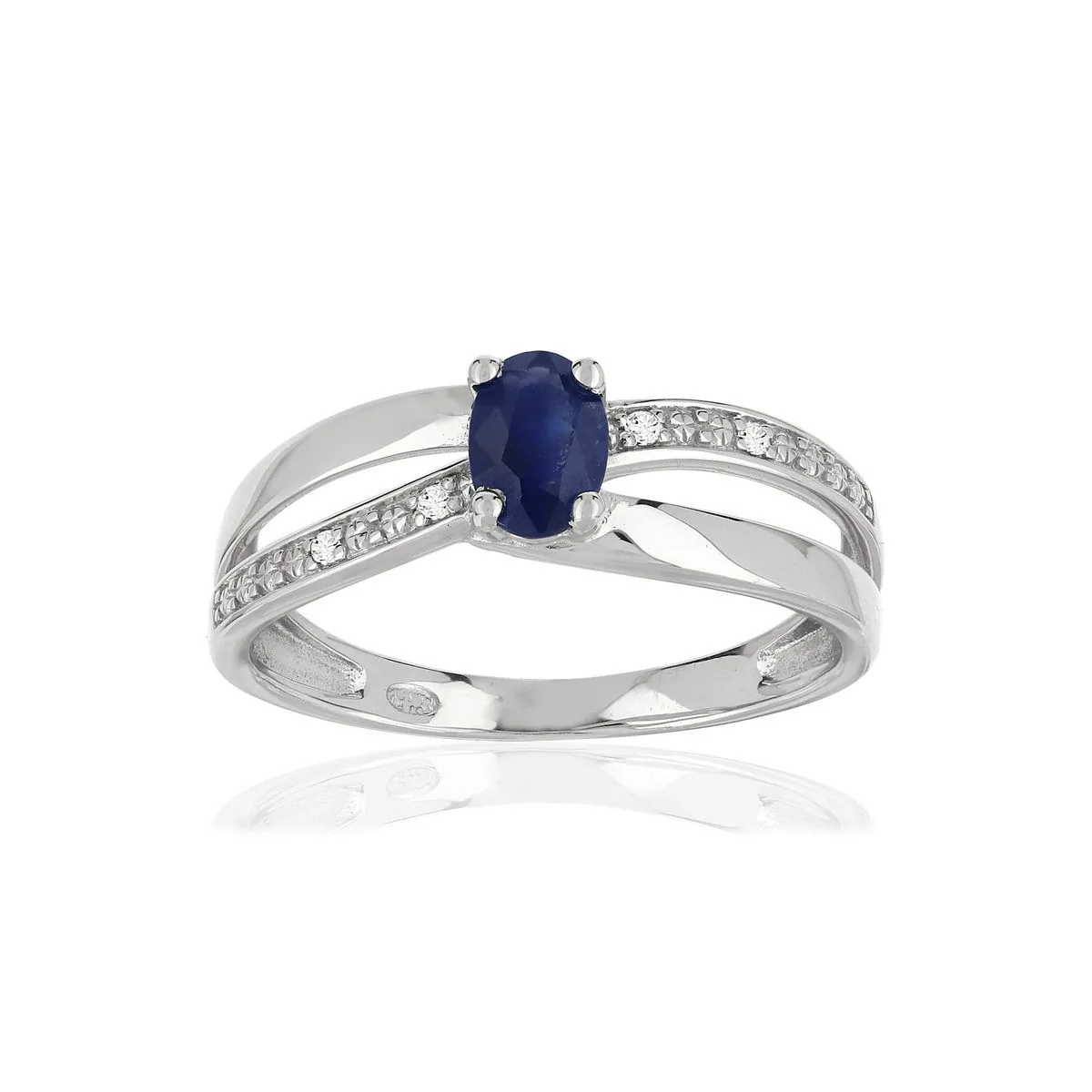 Bague en or blanc 375 sertie de diamants et saphirs
