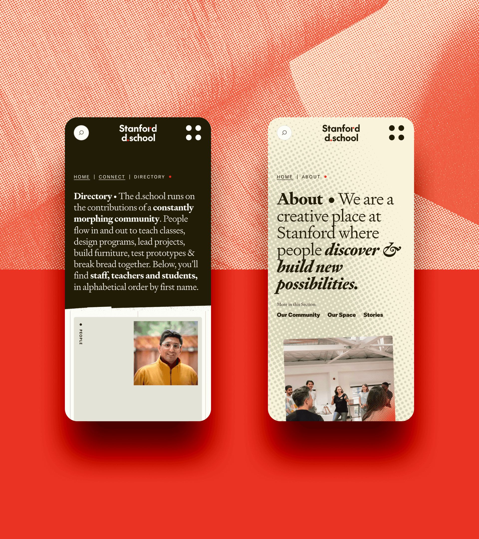 Stanford website mobile mockups