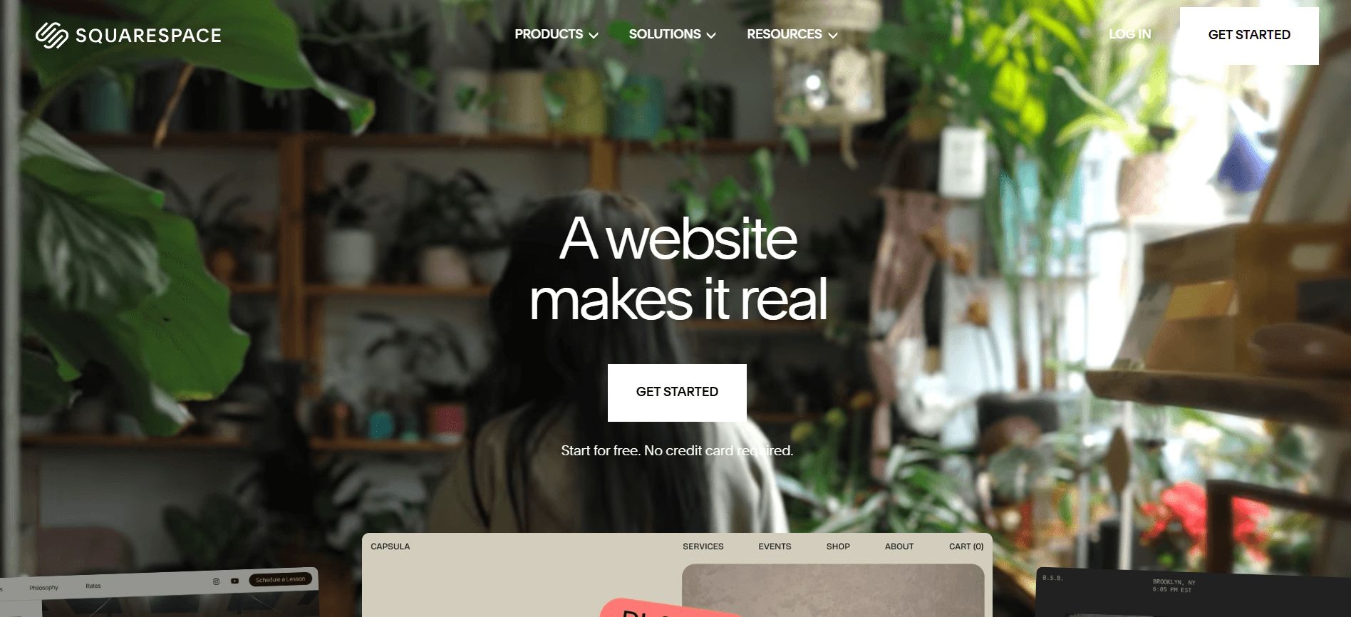 Squarespace website homepage
