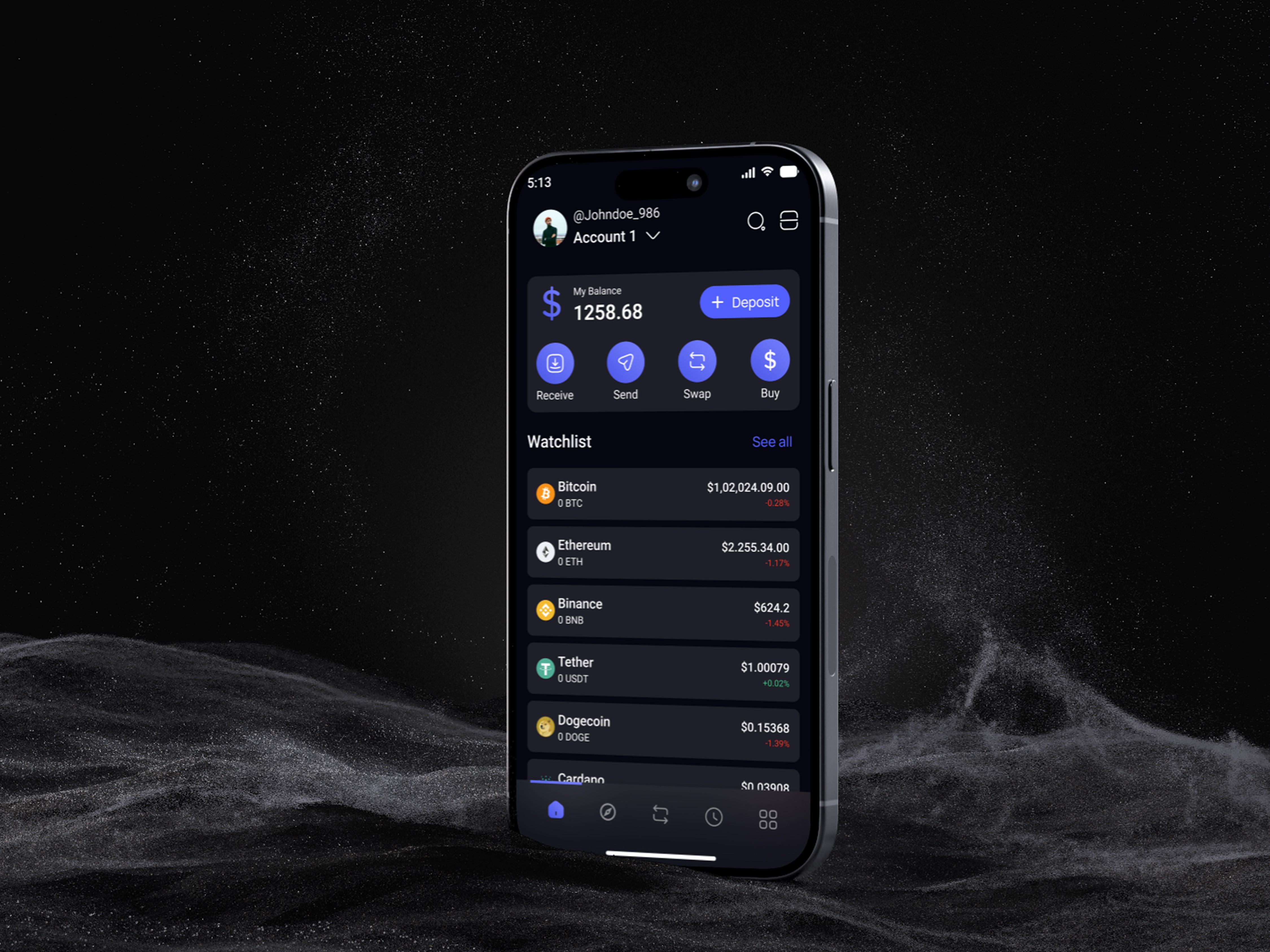 Crypto Wallet_Mobile App Home page