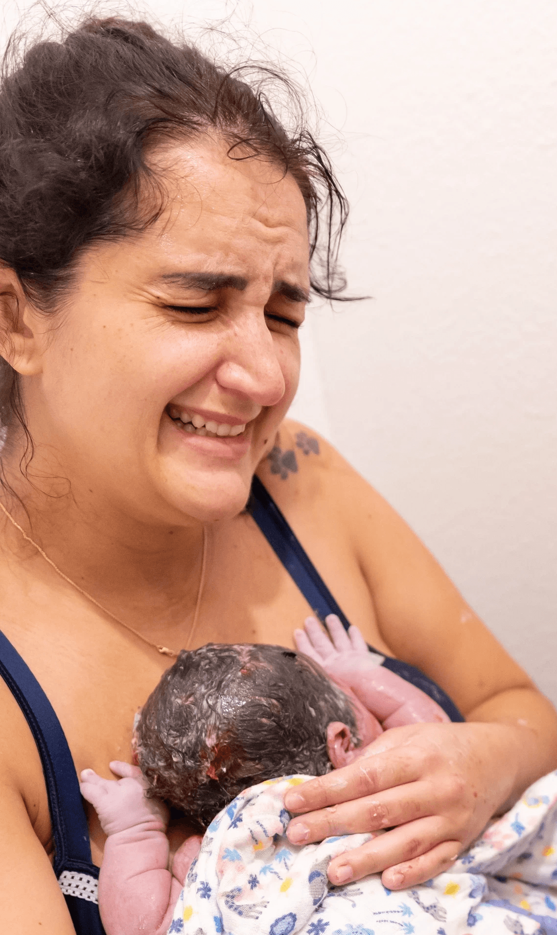 Beautiful home birth with a delighted mother