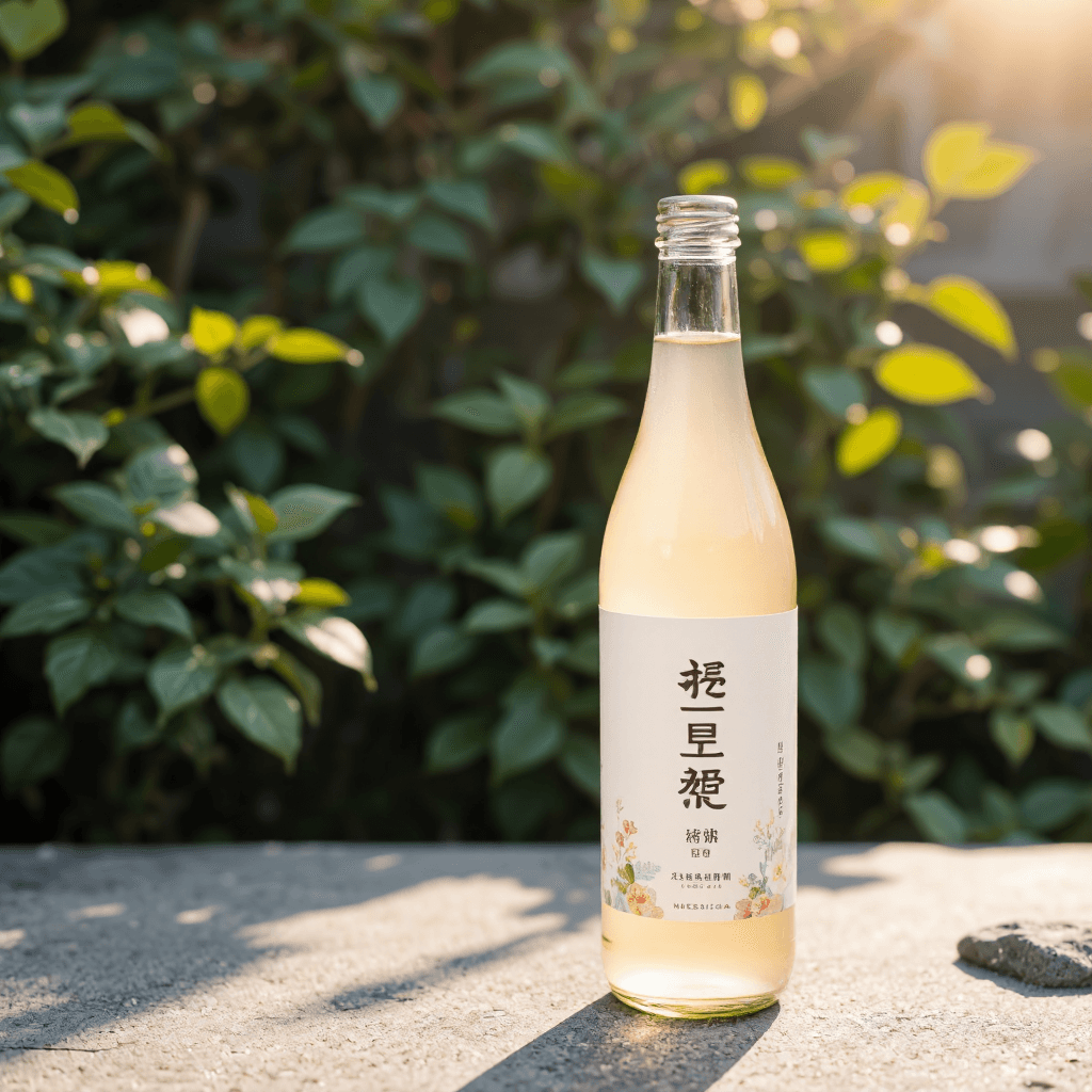 product photography of a bottle of traditional Korean beverage