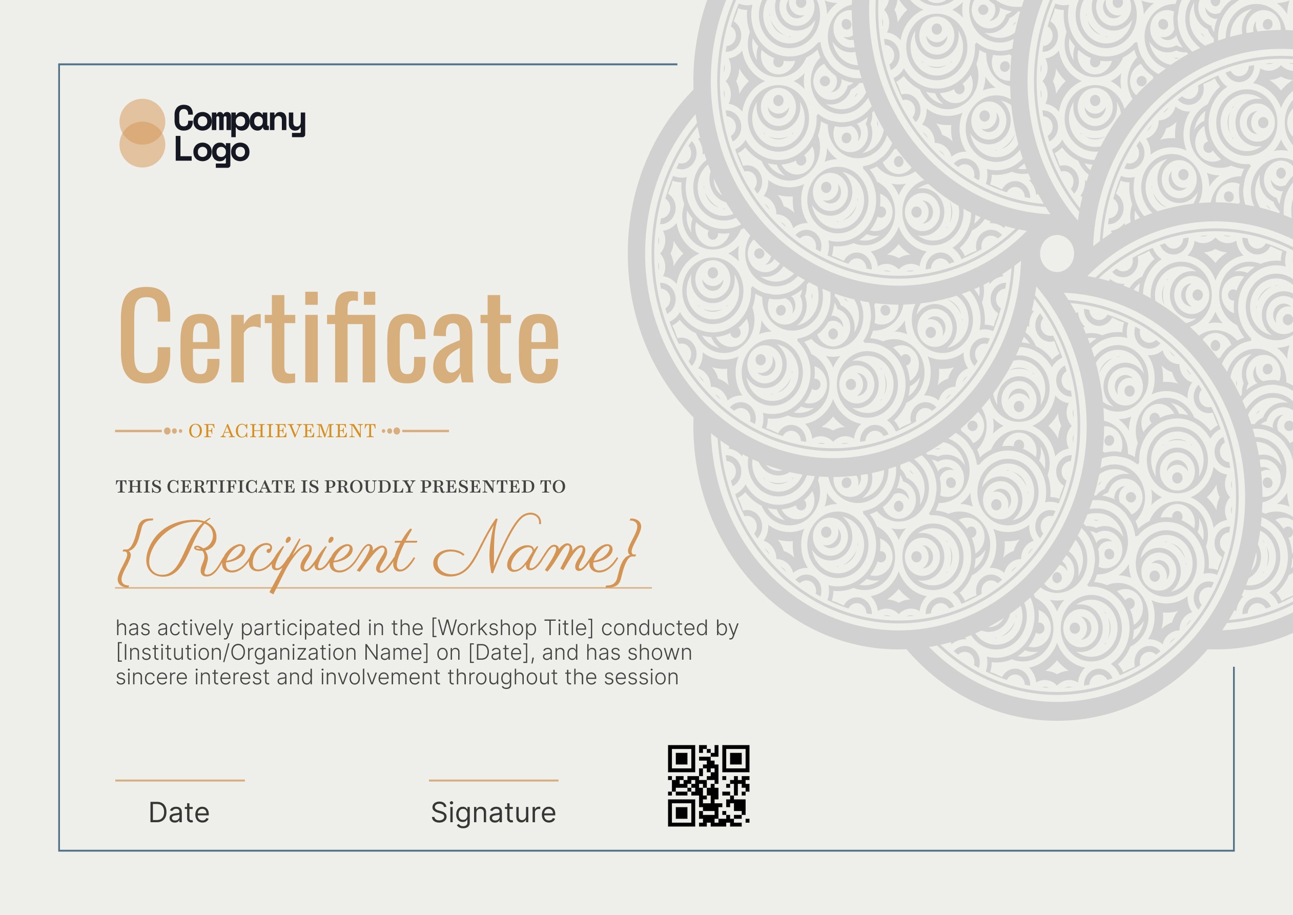 Wauld - Simple and ornamental workshop certificate template