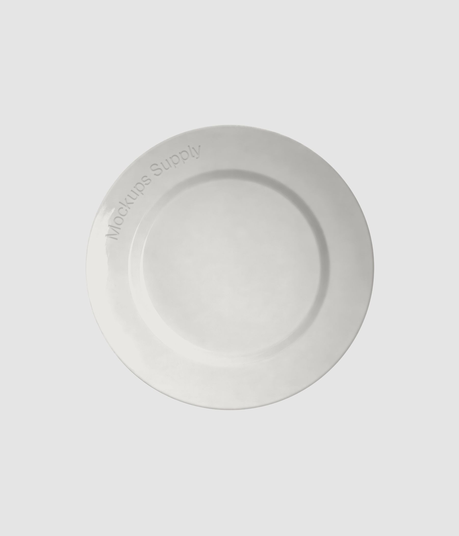 Restaurant plate mockup with subtle debossed text and realistic lighting
