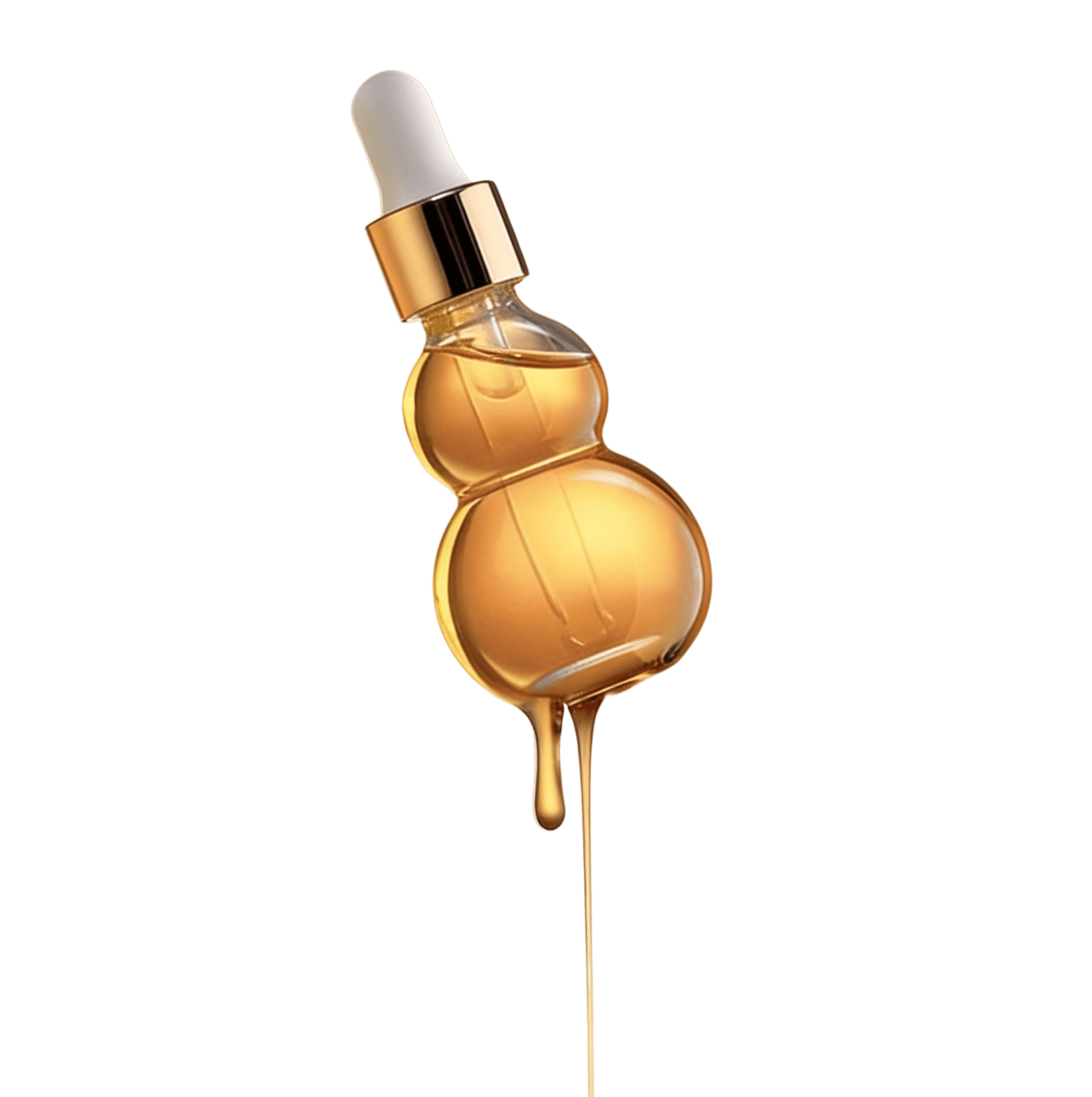 Luxury anti-aging night repair serum with open dropper bottle