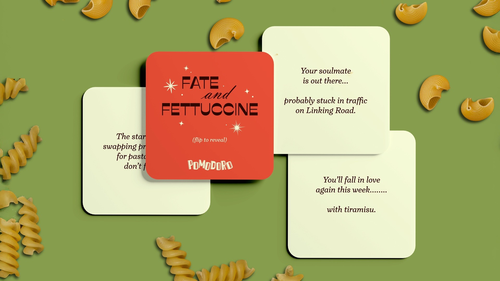 Coasters with Fate & Fettuccine for Pomodoro