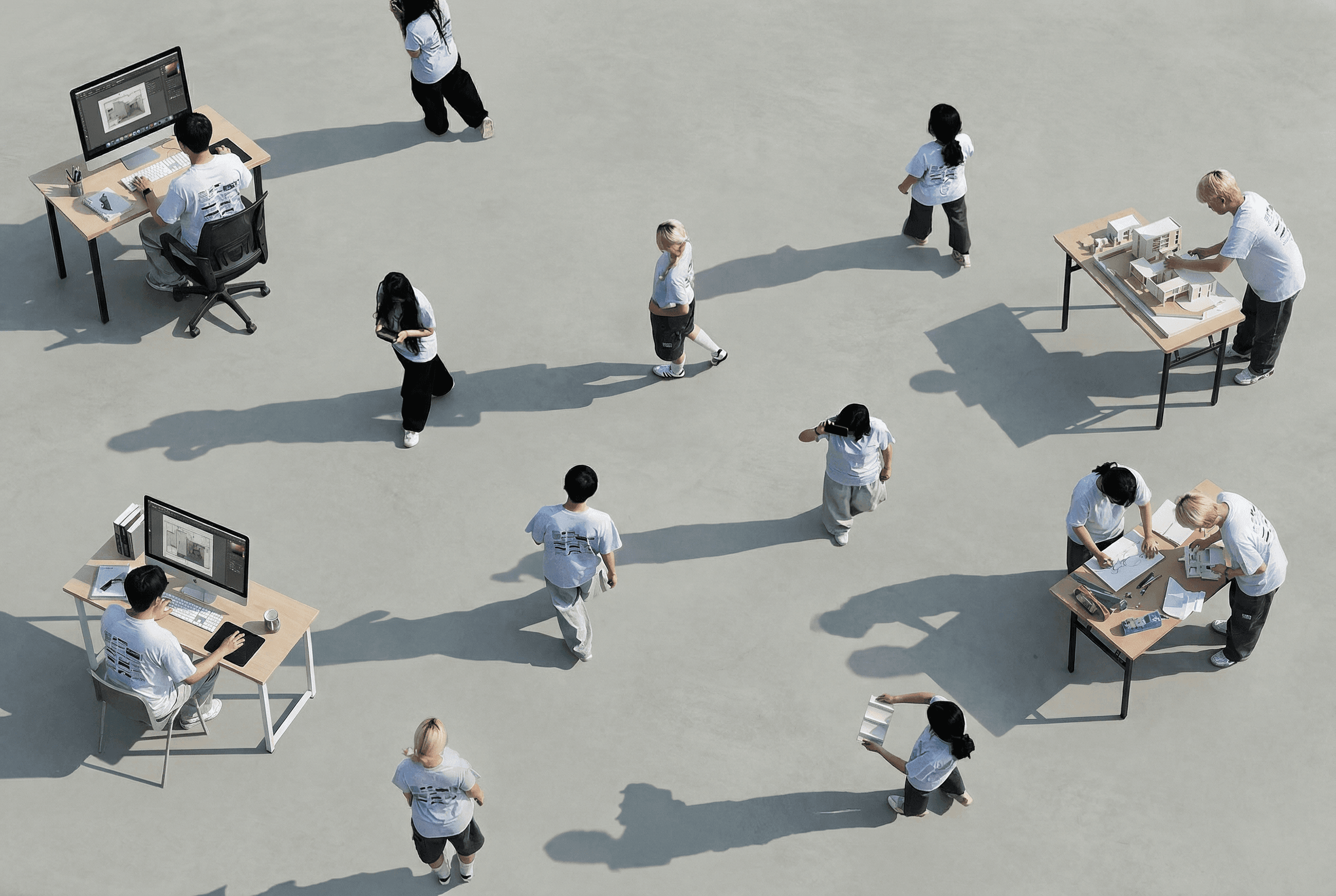 Close-up of two smiling friends with freckles, bright makeup, on a light blue background—joyful, inclusive brand portrait.
