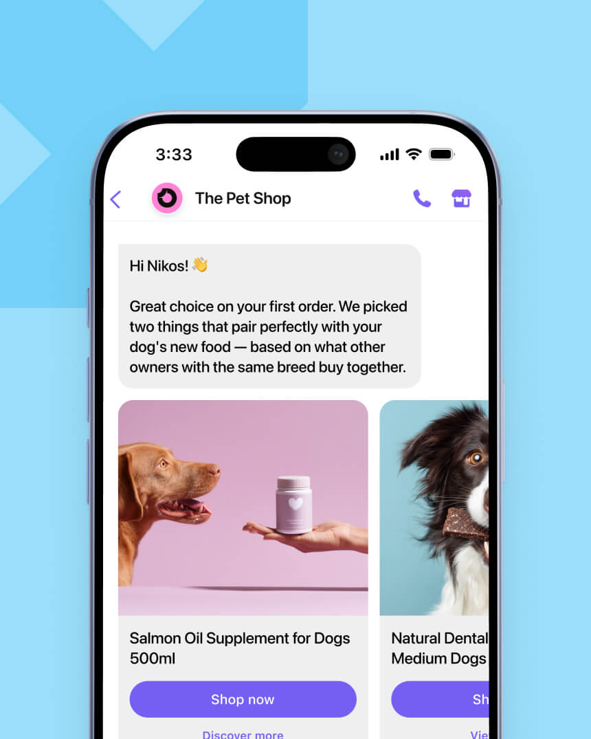 Viber messaging campaign showcasing a personalized message that aims to help a fashion e-commerce store recover abandoned carts.