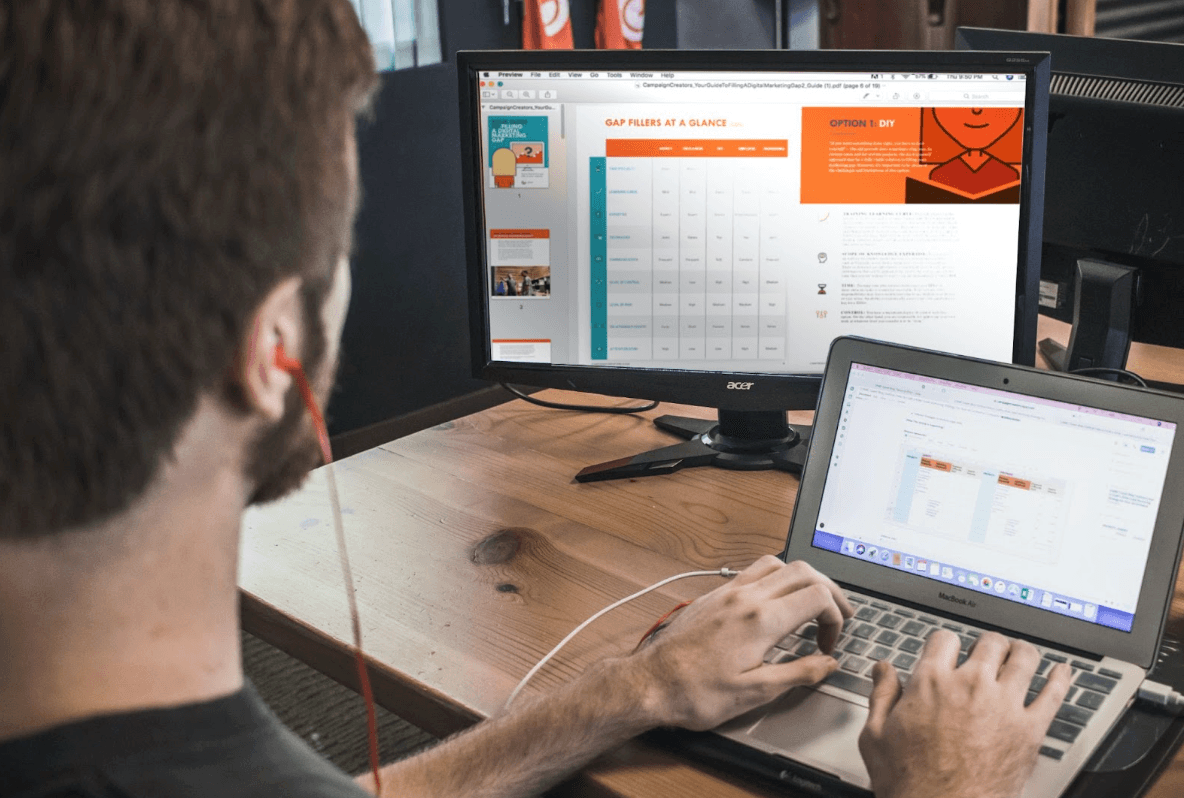 A person indulging in email marketing