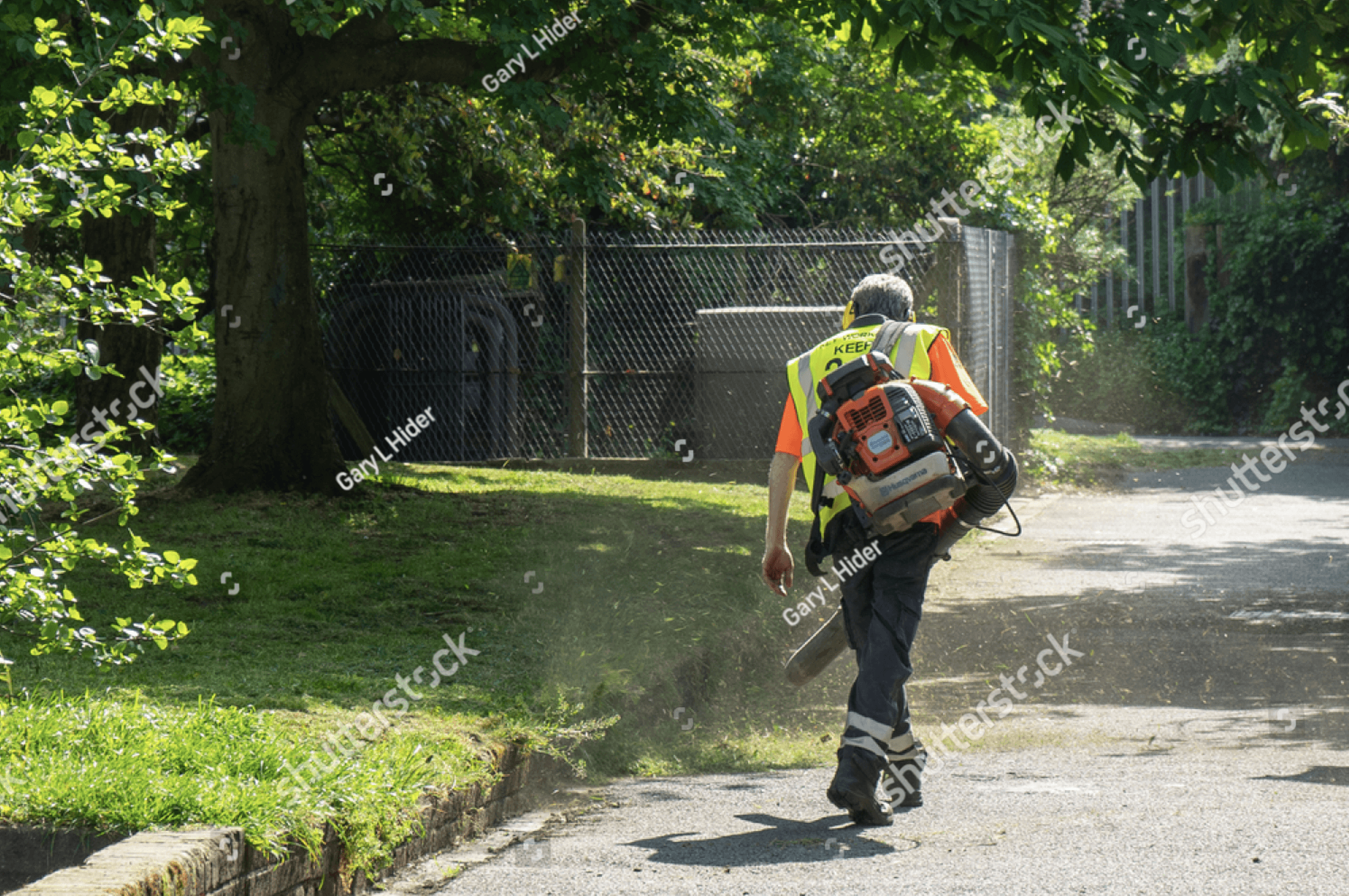 Landscaper working outdoors