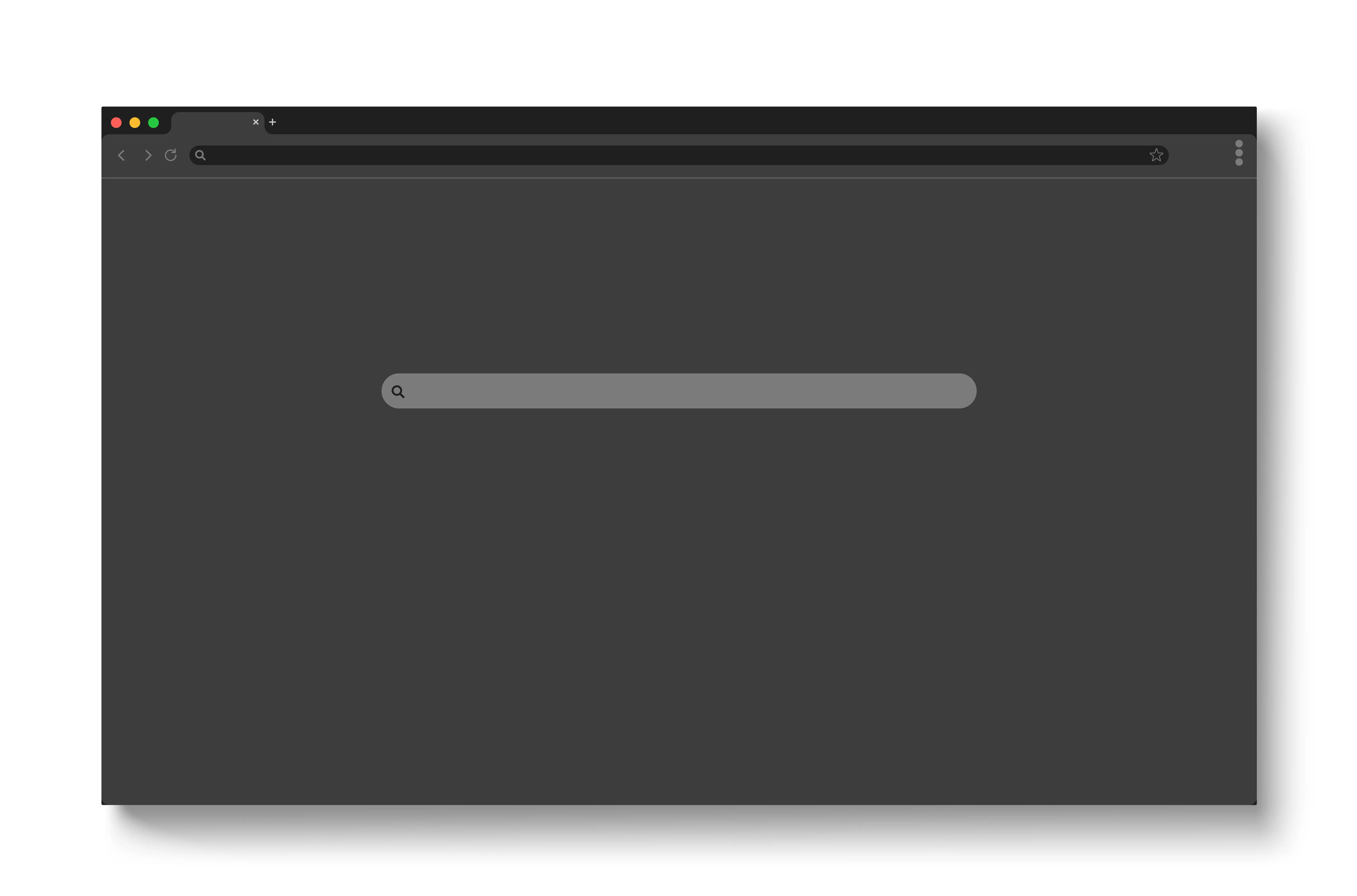 Dark browser window with an empty address bar and search field.