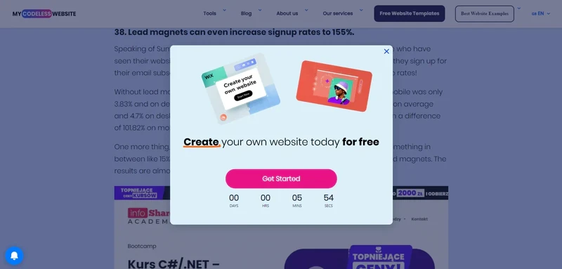 My Codeless Website lead magnet