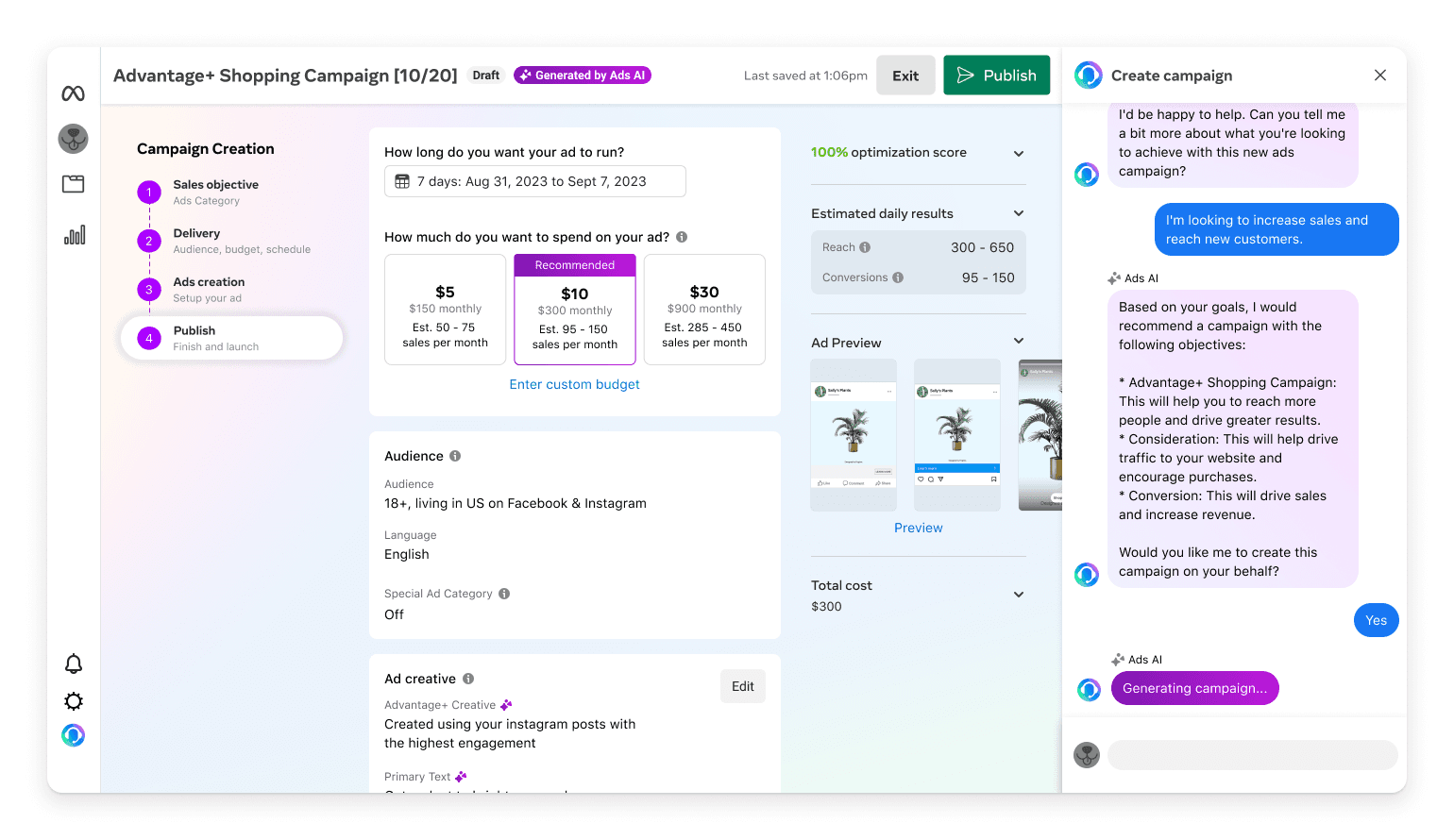 Tablet showing Bloomy UI