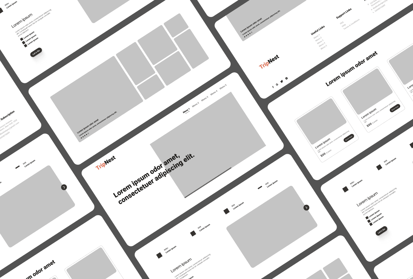 Travel Agency Website wireframe