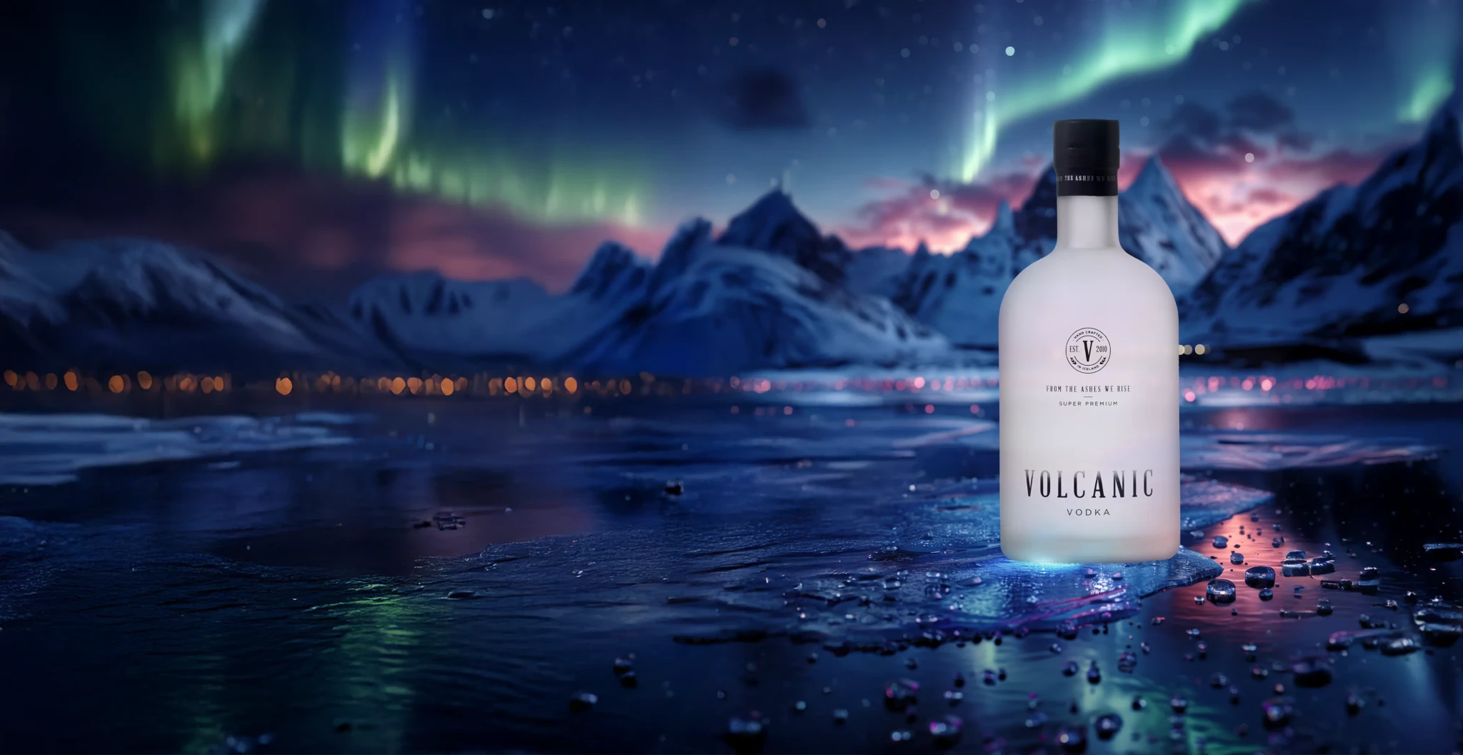 Volcanic Vodka Bottle in Icelandic Nature