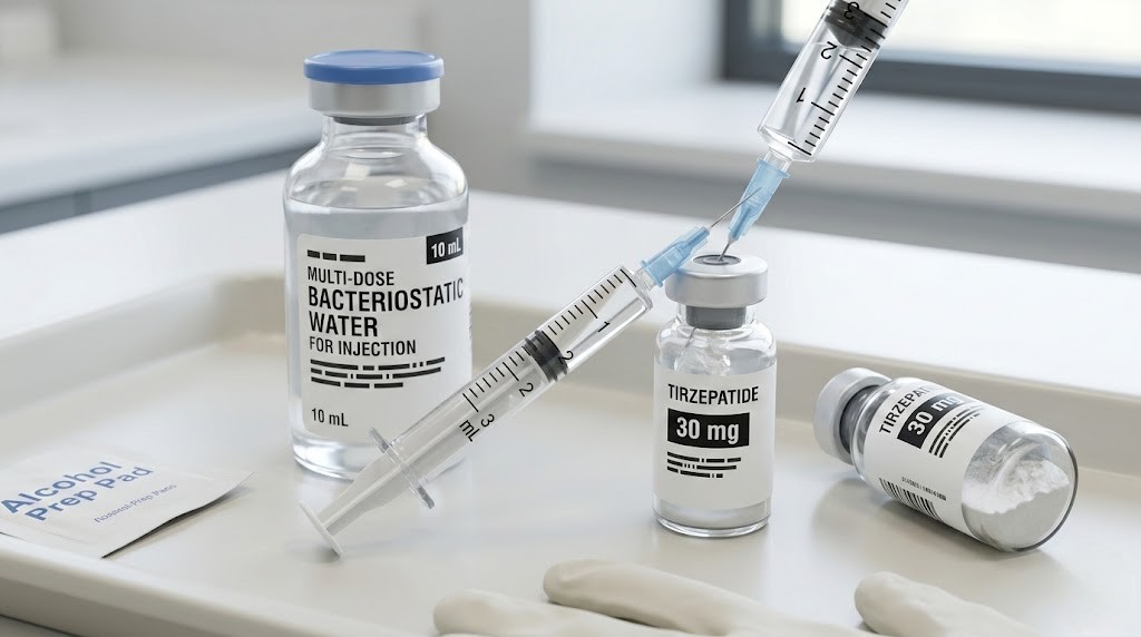 How much bac water to mix with 30 mg tirzepatide