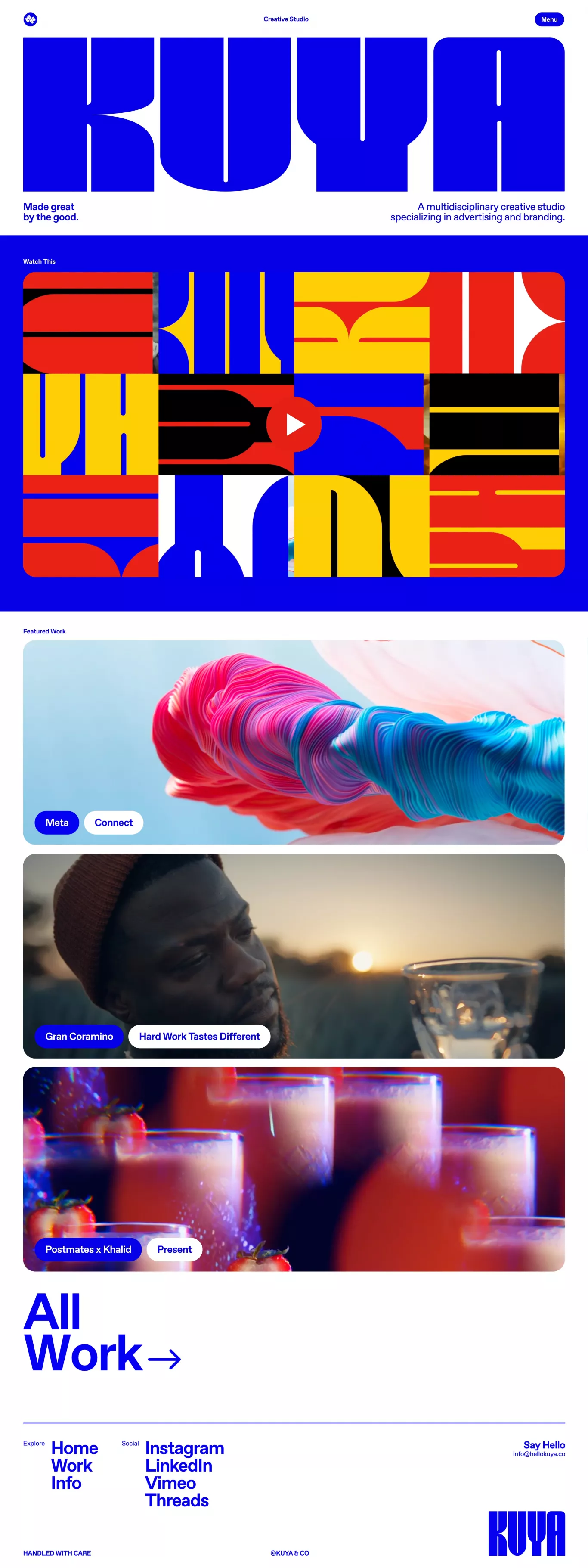 KUYA / Made Great by the Good portfolio page screenshot showcasing Design and Tech design