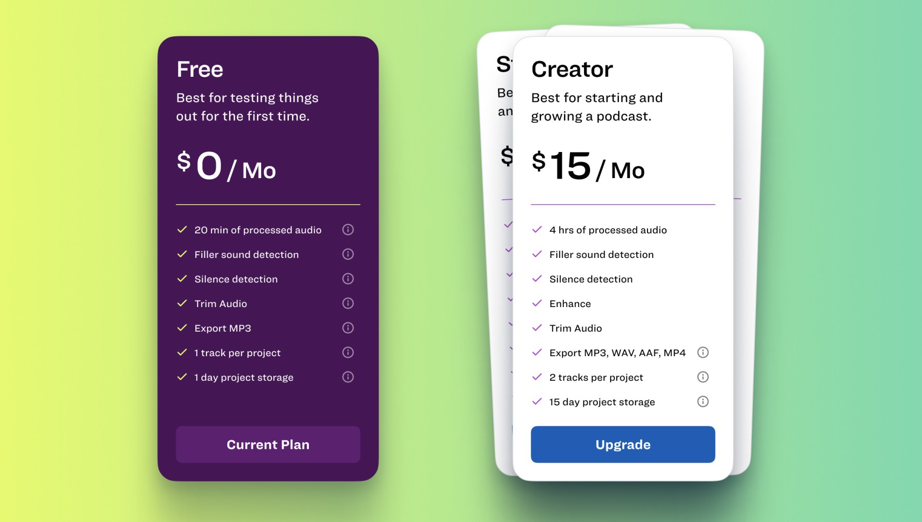 Image of Freemium model pricing card designs