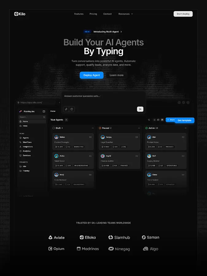 Kilo Framer template preview