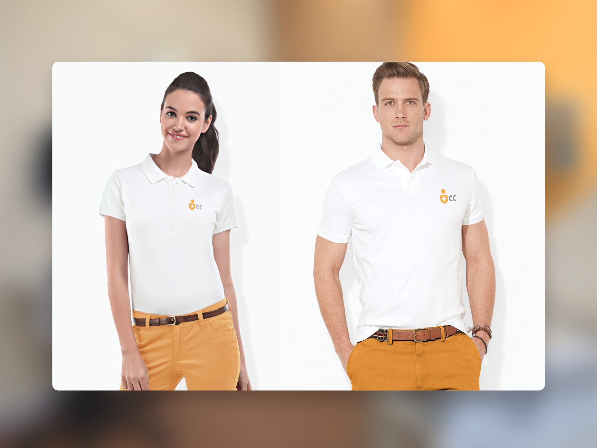 Bosquejo que ilustra cómo se podría implementar el criterio morfológico de marca en indumentaria para el personal administrativo de Clínica Central.