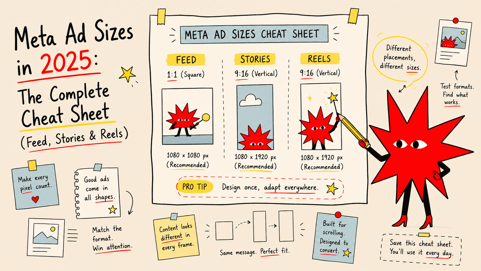 Meta Ad sizes in 2026 - infographic with Aussi