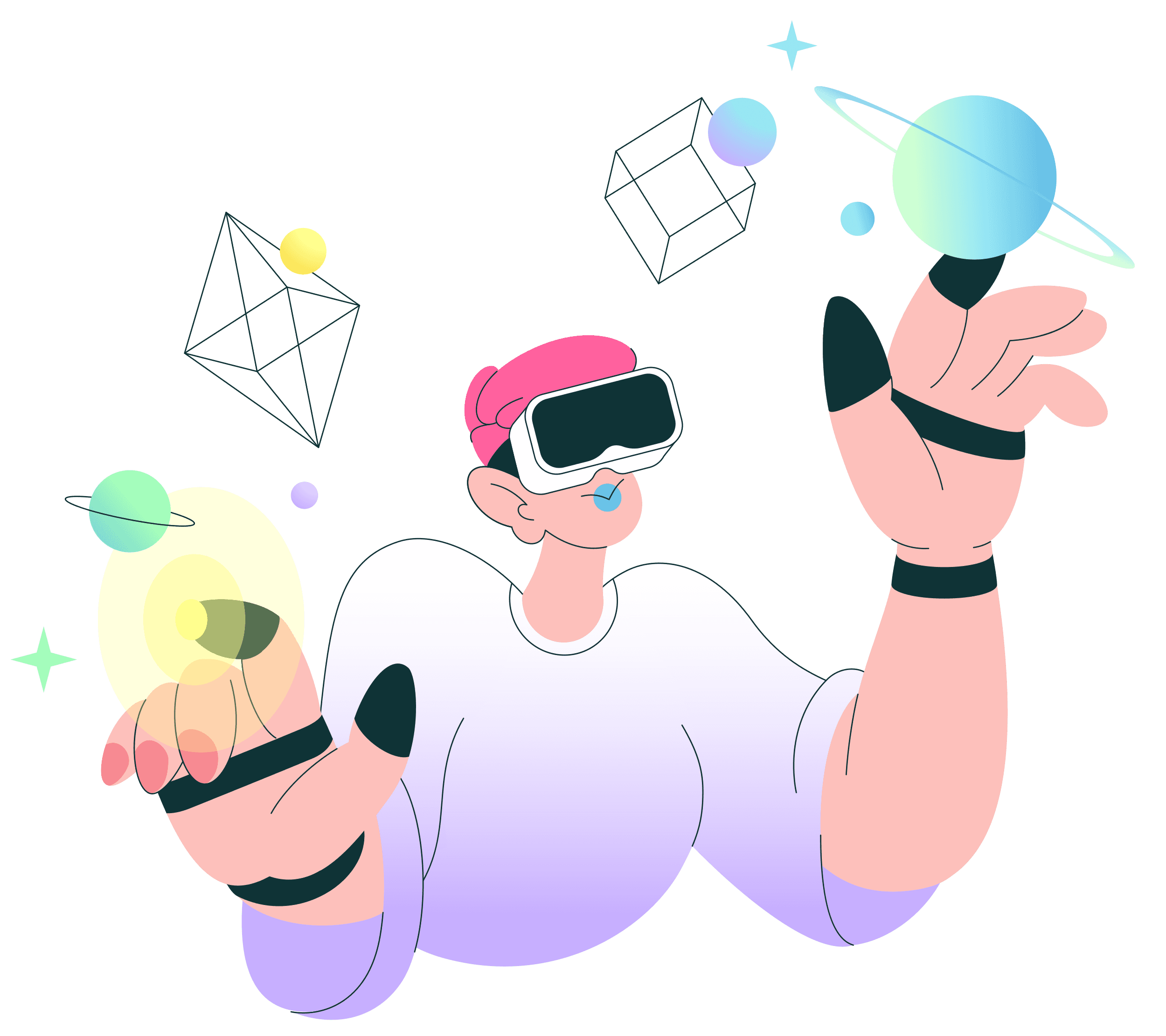 Lady touching digital items