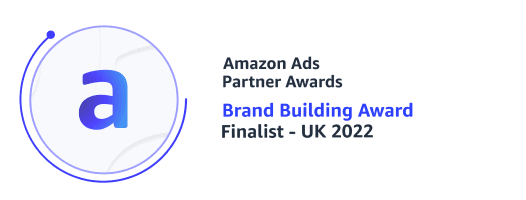 A white card featuring a blue "a" logo and text indicating an award for "Brand Building." Dated July 2023.